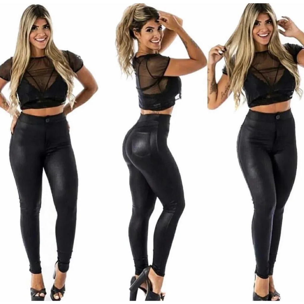 Calça Disco Hot Pants Cintura Alta Legging Cirrê Feminina Mk