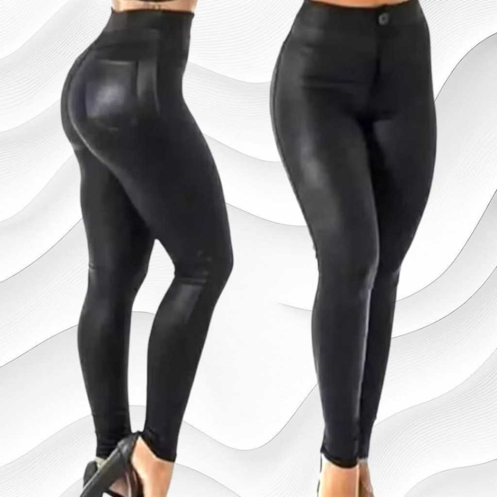 Calça Disco Cirre Legging Cintura Alta com  Botão e Bolsos Skinny muito confortável