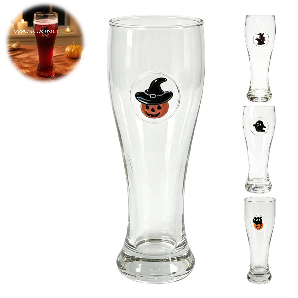 Beverage Cup Cute Ghost Drinking 400ml Halloween Beer Glass Spooky Pumpkin Black Cat Design Tall Holiday Glassware for B