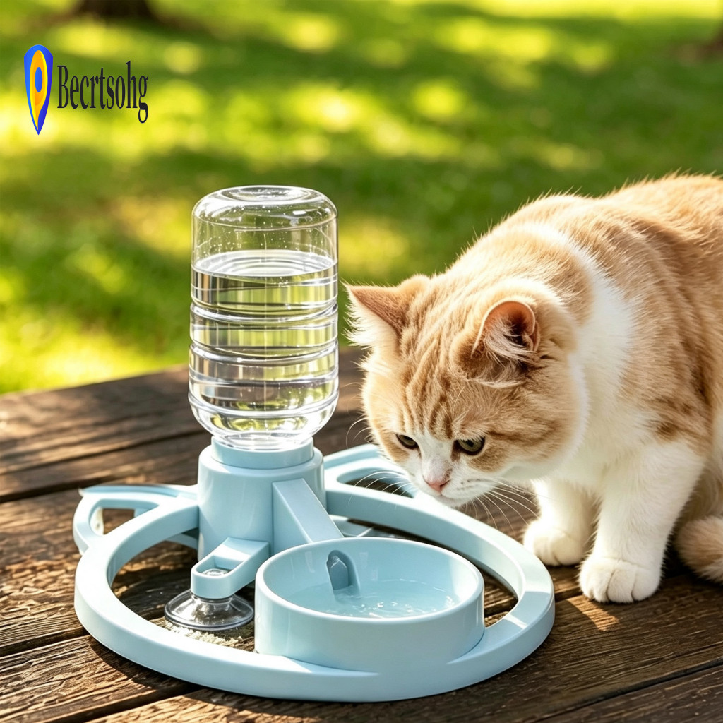 Portable Pet Water Station Automatic Cat Dispenser with Bottle Adapter Non-slip Suction Cup Travel Puppy Kitten Drinking