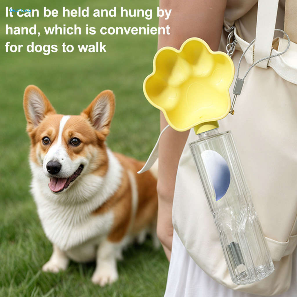 Compact Pet Water Bowl Cat Dispenser Portable Dog with Paw Design – Plastic Drinking Attaches to Bottles for Outdoor T