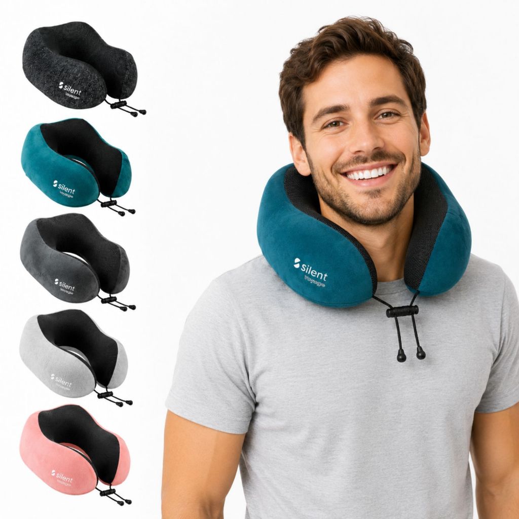 Travesseiro de Pescoço para Viagem Memory Foam Ergonômico Almofada Cervical Confortável Silent