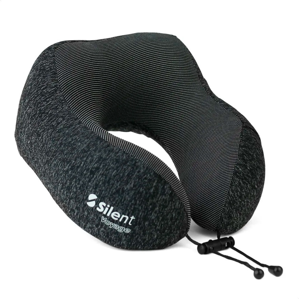Almofada Travesseiro Silent Pescoço Ergonômica Memory Foam P/ Viagem Leitura Home Office | PRETO MESCLADO