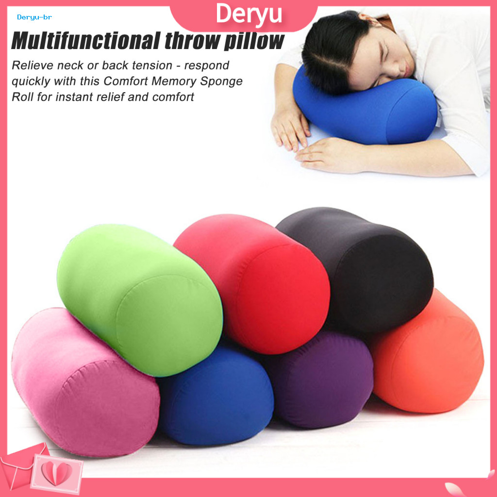 Bedroom Pillow Microbead Roll Cylindrical Neck with Built-in Foam Particles – Soft Cushion for Sofa Travel Head Back f