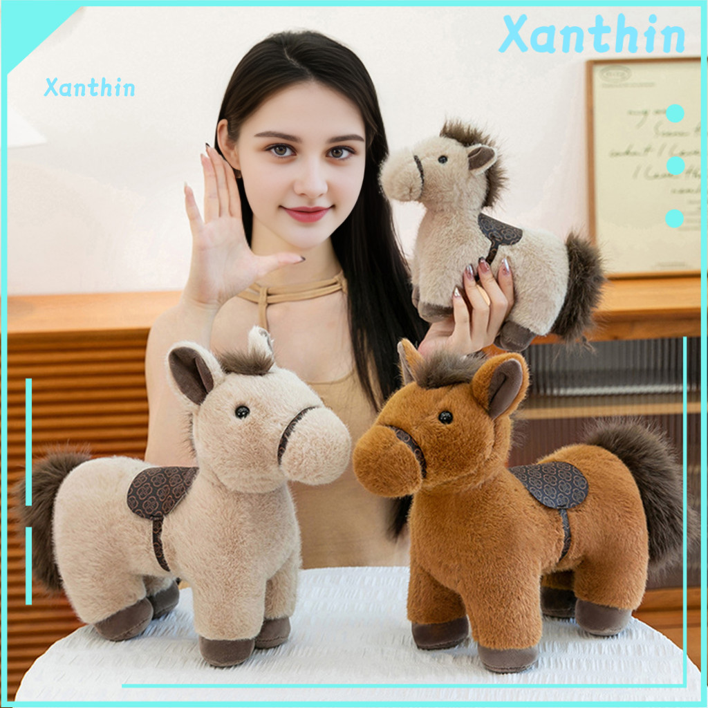 Small Horse Plush Toy Doll for Kids Realistic Soft Stuffed Pony Cute Desk Ornament Perfect Birthday Gift for and Childre