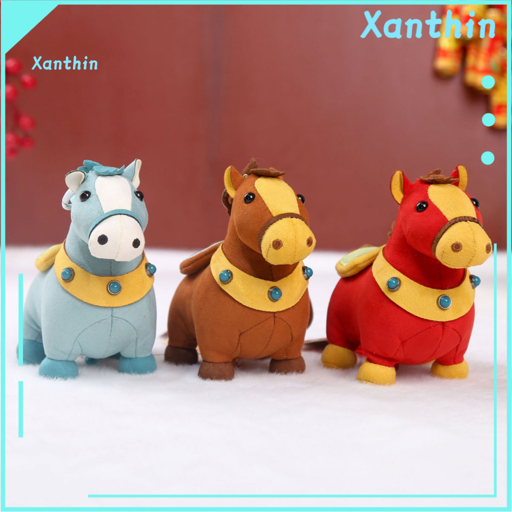Compact Plush Toy Doll Keychain Zodiac Pony Soft Stuffed Cartoon Horse Pendant Cute Birthday Gift for Girls Boys Friends