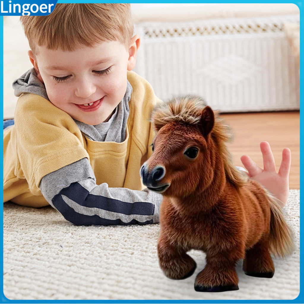 Walking Plush Pony Toy for Toddlers Educational Soft for Boys Girls Cute Electronic Simulation Horse Perfect Gift for Ki