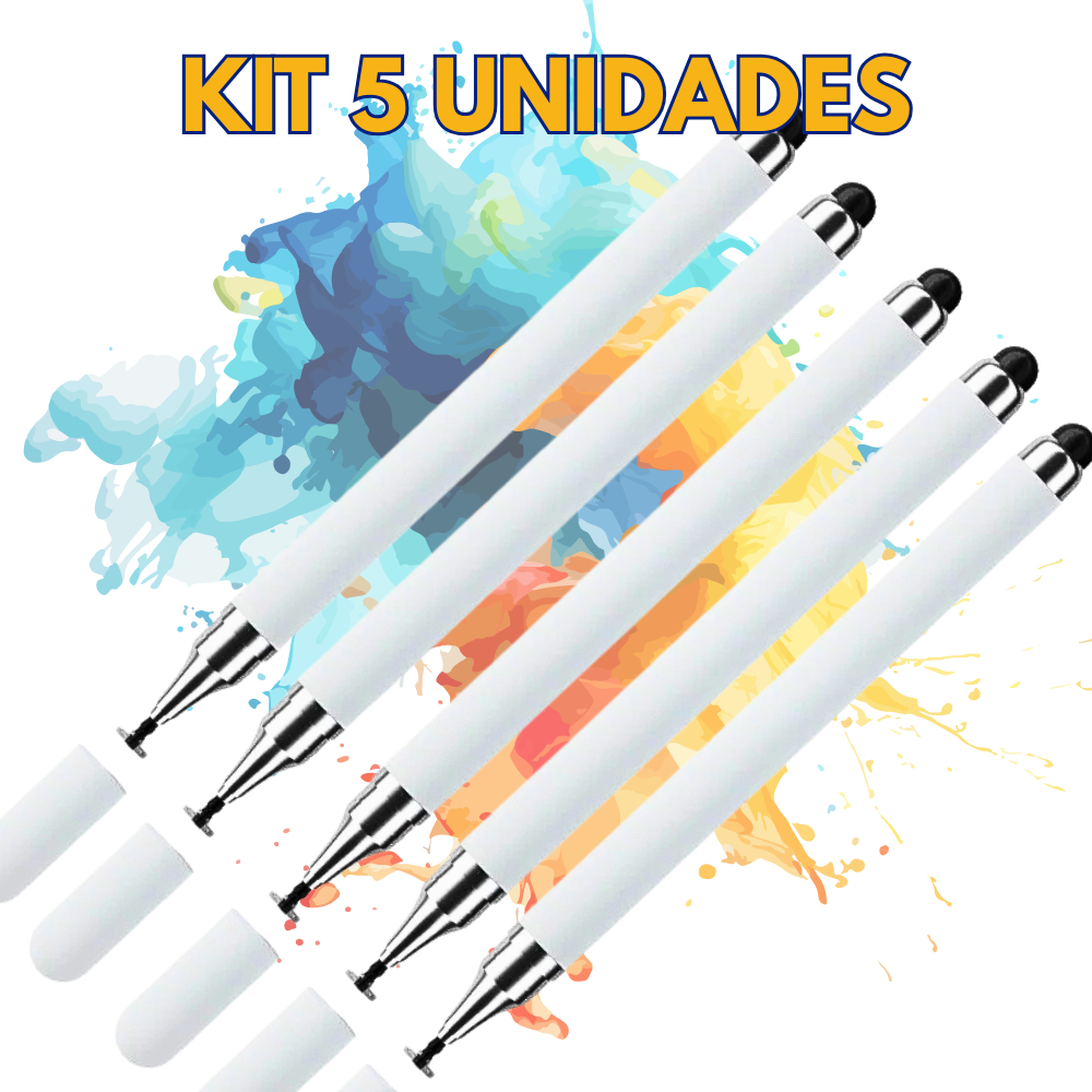 KIT 5 Caneta Stylus 2 em 1 Toque Celular E Tablet Ponta Borracha iPad iPhone Caneta de Tela Touch Celular