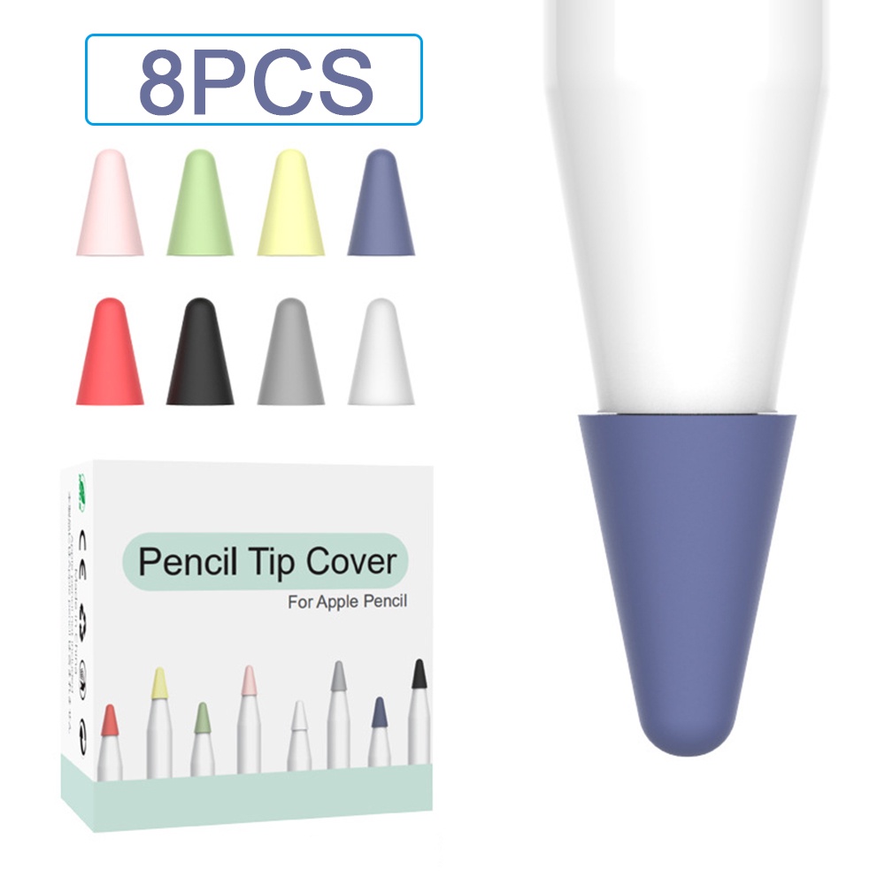 8 peças capa de silicone de substituição para Apple Pencil 1 e 2, caneta stylus de tela sensível ao toque, protetor de