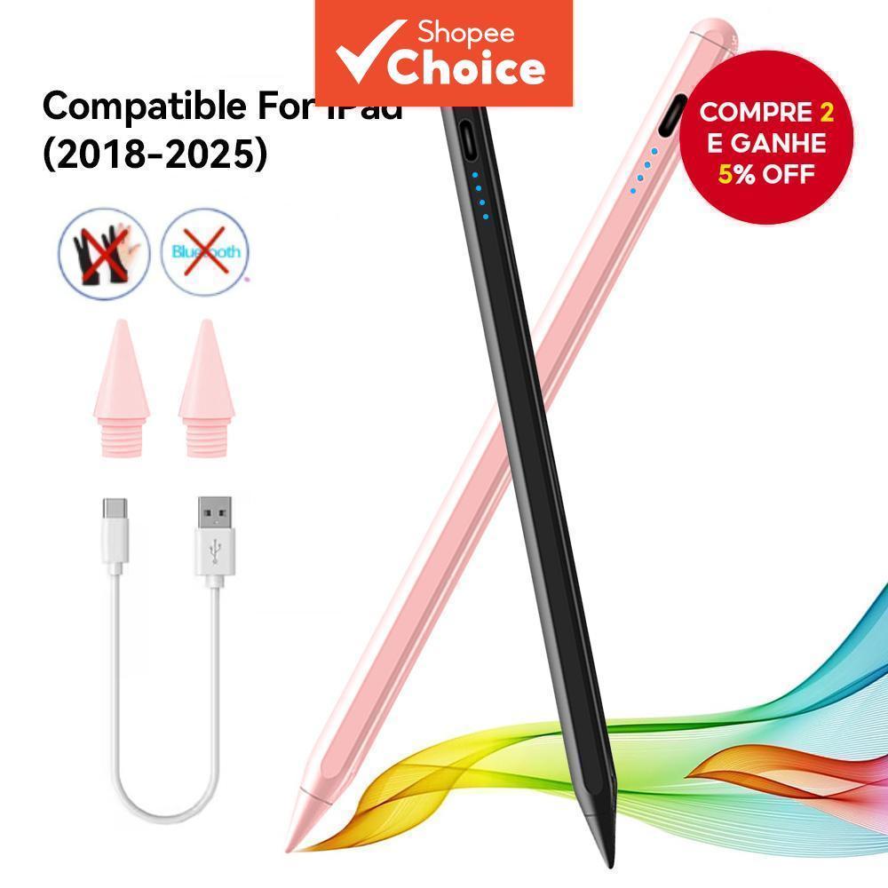 Caneta Stylus para Tela Sensível ao Toque Capacitiva + 2 Pontas Substituíveis Compatíveis para iPad (2018-2025)