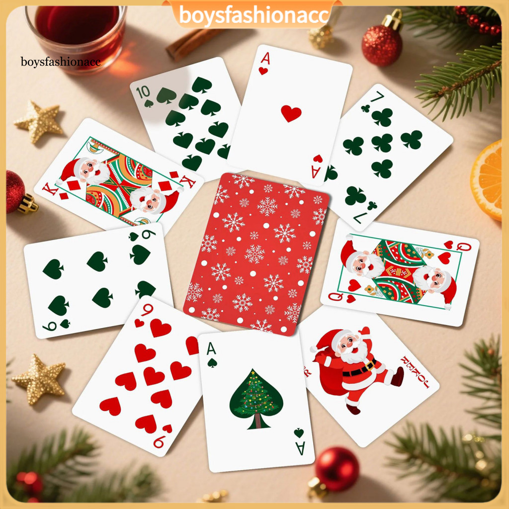 3 Sets Christmas Poker Cards Santa Claus Theme Deck Family Fun Xmas Card Game for Kids Adults Multi-player Interactive H