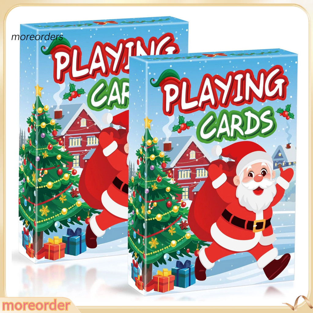 3 Sets Christmas Poker Cards Santa Claus Theme Deck Family Fun Xmas Card Game for Kids Adults Multi-player Interactive H