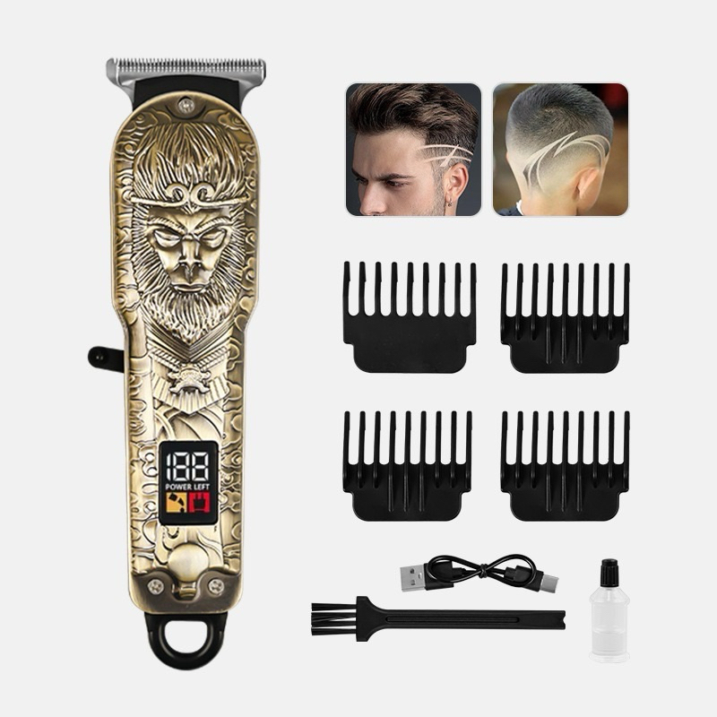 Máquina De Cortar Cabelo Metal Profissional Smart Lcd Barbeador Elétrico Hair Clipper Sem Fio Para Homens Barbearia