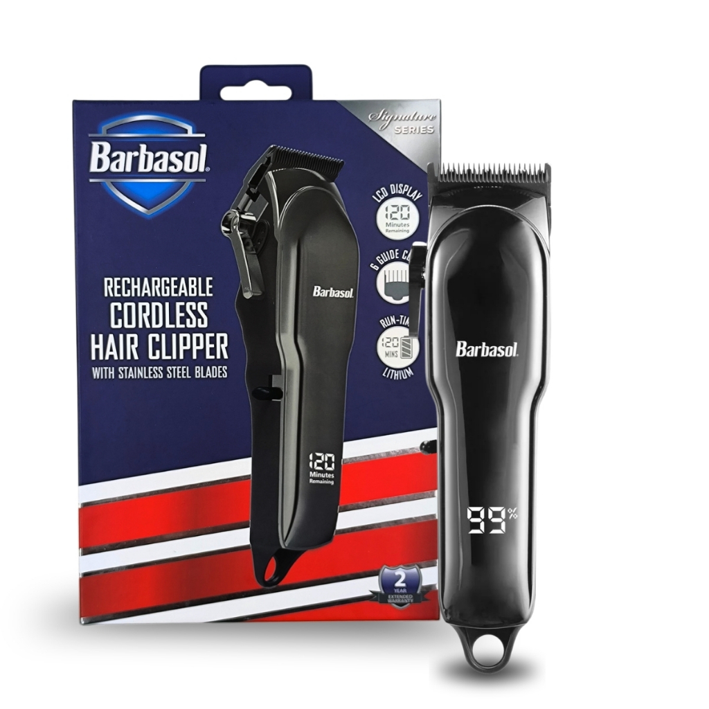 Máquina De Cortar Cabelo Barbasol Hair Clipper CBHI 4007 Sem Fio Preto Cromado Lâmina Inox USB Recarregável