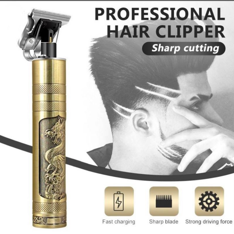 Máquina Profissional De Cortar Cabelo Vintage Original t9 Lâmina Prata T9 Buda Dragão Barbeador Interno Pronta Entrega