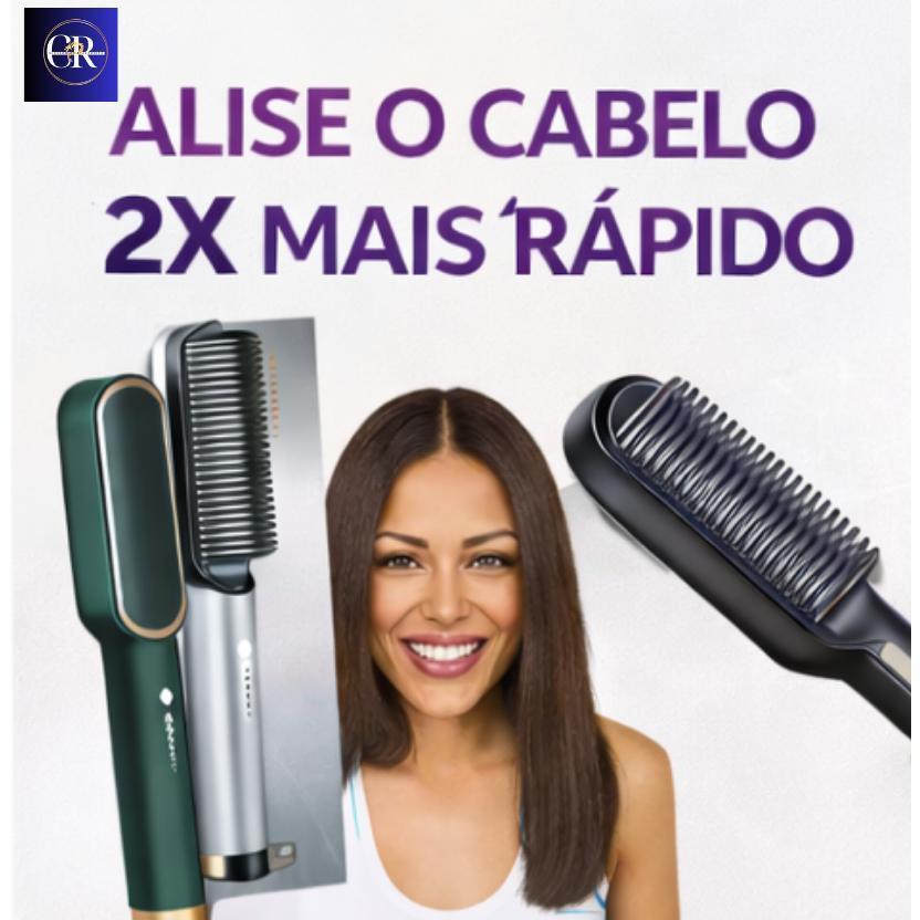 Escova Alisadora Anion Hair Pro 3 em 1 , Secador, Chapinha e Modelador de Cachos Bivolt