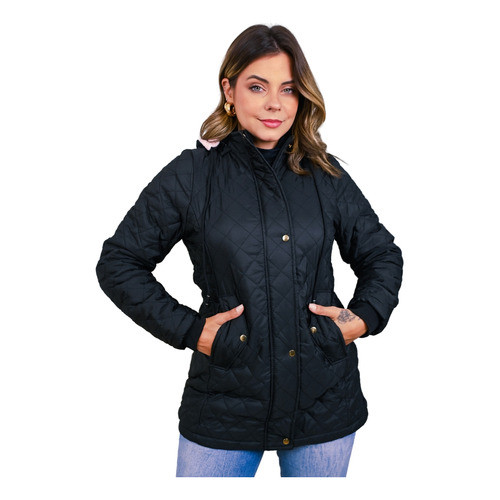 Parka Forrada Pelo Fem Puffer Bobojaco Acolchoado P Ao Eg