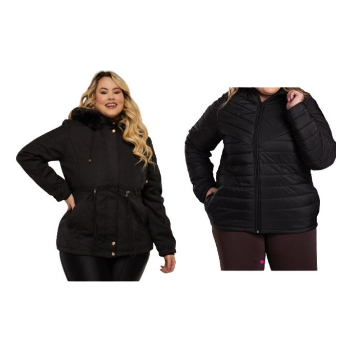 Casaco Plus Size 2 Em 1 Parka Feminino Jaqueta Puffer Gominh