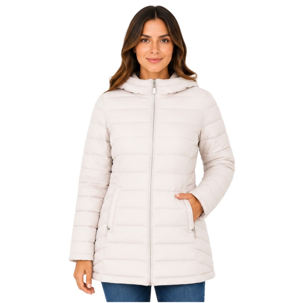 Jaqueta Parka Puffer Feminina Longa Inverno Capuz Casaco Nylon Premium