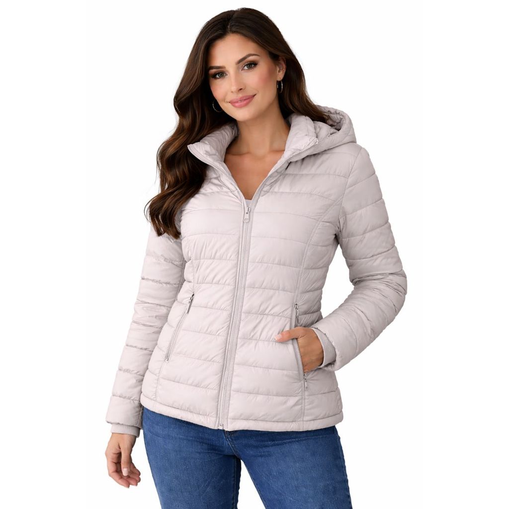 Jaqueta Parka Feminina Puffer Com Capuz Inverno Nylon