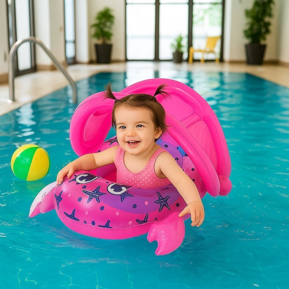 Bote Inflável Infantil Boia Caranguejo Rosa Vermelho Piscina Praia Brinquedo Seguro Achadinhos
