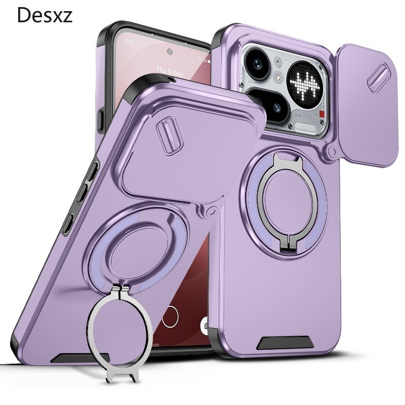 Capa De Telefone Para Nada (4a) Pro Phone4a Slide Camera Lens Protection Ring Stand Armadura Magnética Kickstand Silicon