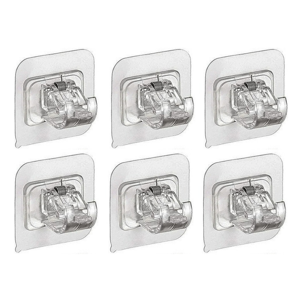 Kit 02 -16 Suporte Varão Haste Cortina Adesivo Dupla Face Até 5kg Sem Furar Instala Sem Prego