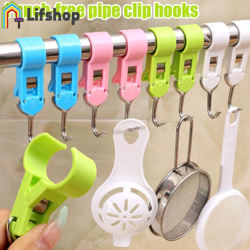 Ganchos De Clipe De Tubo Sem Perfuração , Parede Resistentes Para Pendurar Roupas/Bolsas/Utensílios De Cozinha , Instala