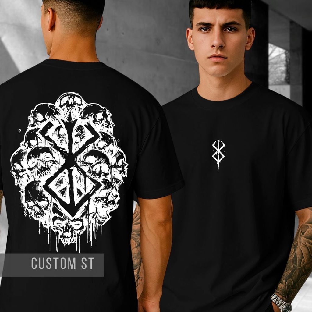 Camiseta Berserk Guts Mark Sacrifice Anime Espadachim Armor Bando Do Falcão Griffith Mangá
