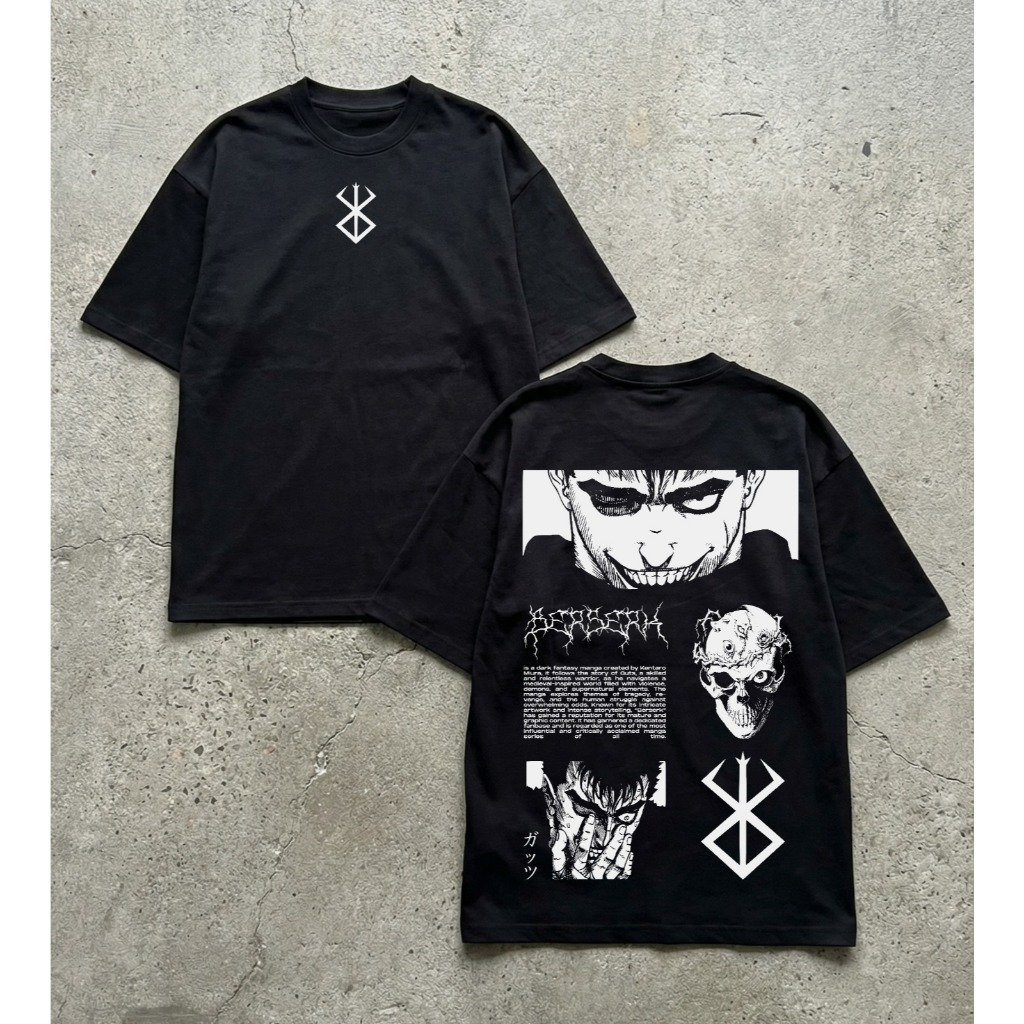 Camiseta Oversized Berserk Guts Dark Collage Estampa Anime Mangá Gótico Streetwear Unissex