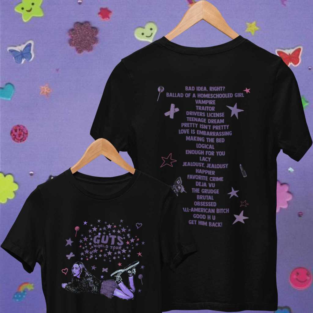 Camiseta Olivia Rodrigo | Guts World Tour Setlist [tradicional e plus size]