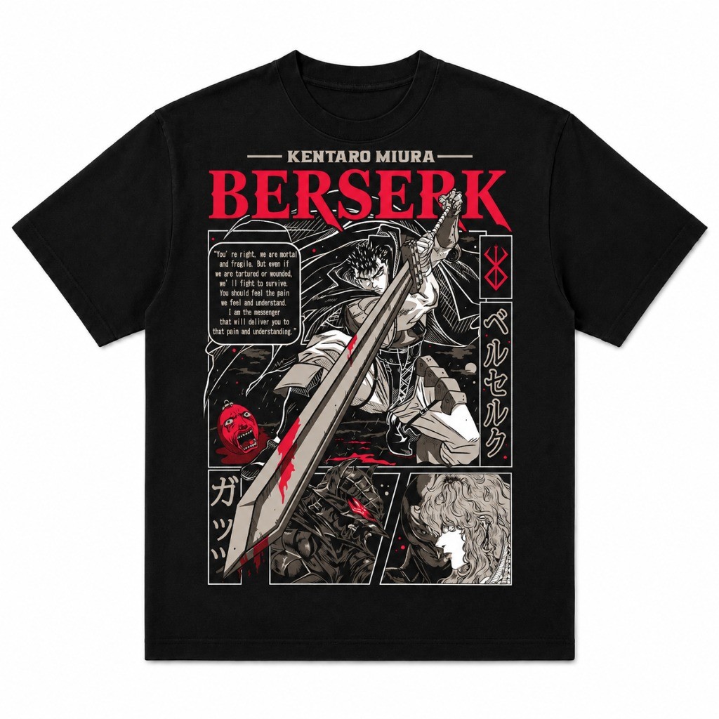 Camiseta Berserk Guts Dragonslayer Estampa Grande Streetwear Otaku Envio Imediato