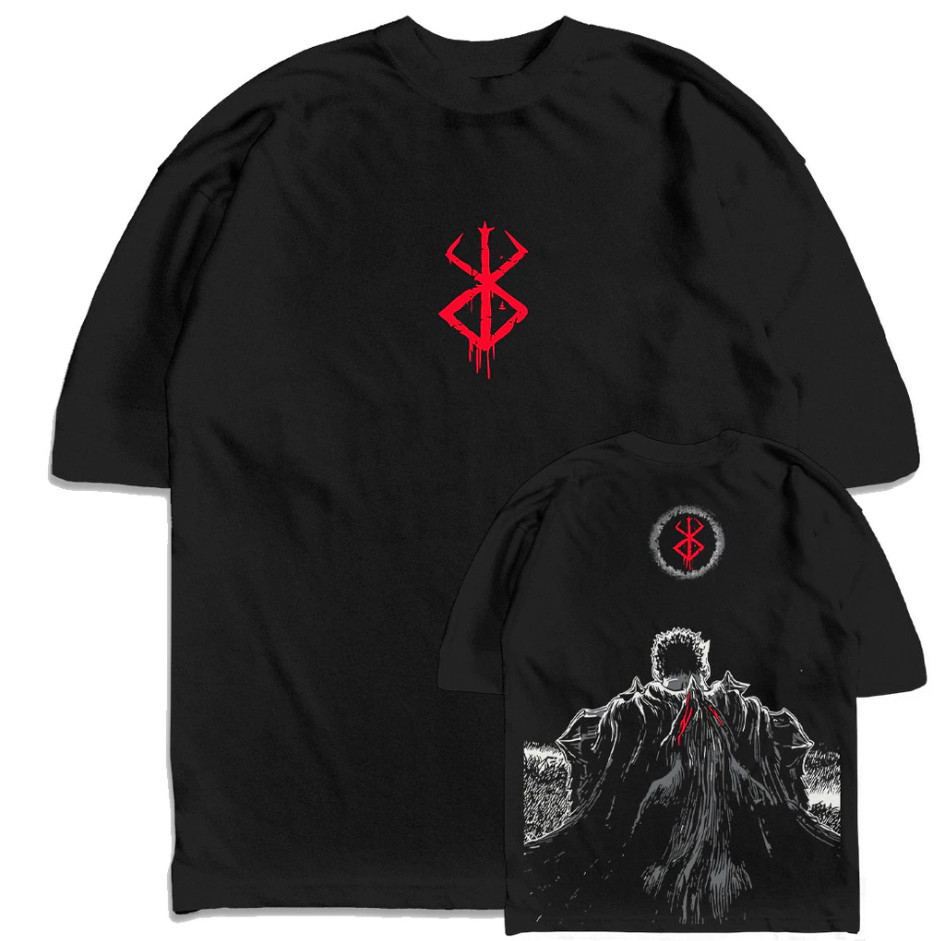 Camiseta Oversized Berserk Anime Mangá Guts Personagem Streetwear Harajuku Aesthetic Camisa Unissex Envio Rápido