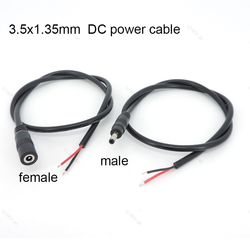 Conector De Cabo Jack 3.5x1.35mm , Plugue De Alimentação DC Com Fio De Extensão , Adaptador Macho Fêmea BR24B