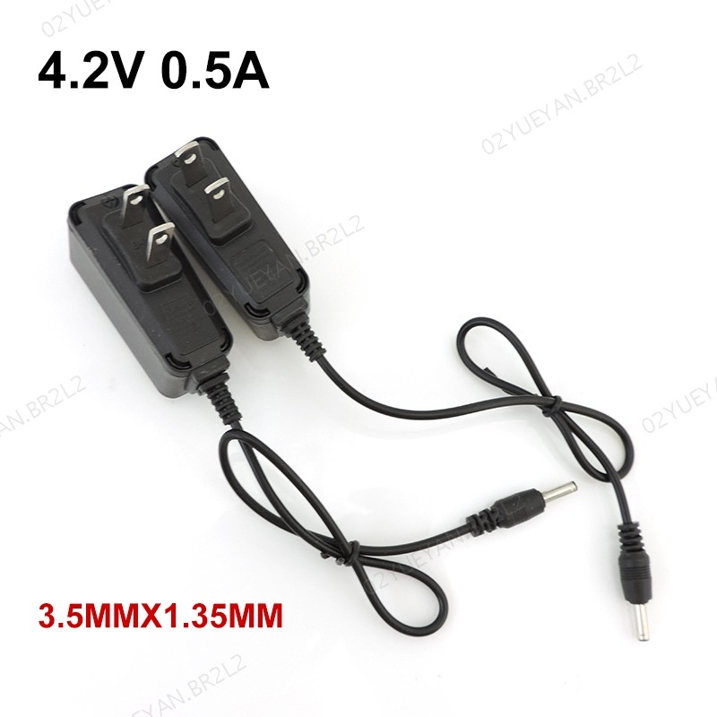 Plugue Americano AC Para DC 4.2V 0.5A 500ma Carregador De Viagem Adaptador De Energia 3.5x1.35mm Bateria 18650 Farol Lan