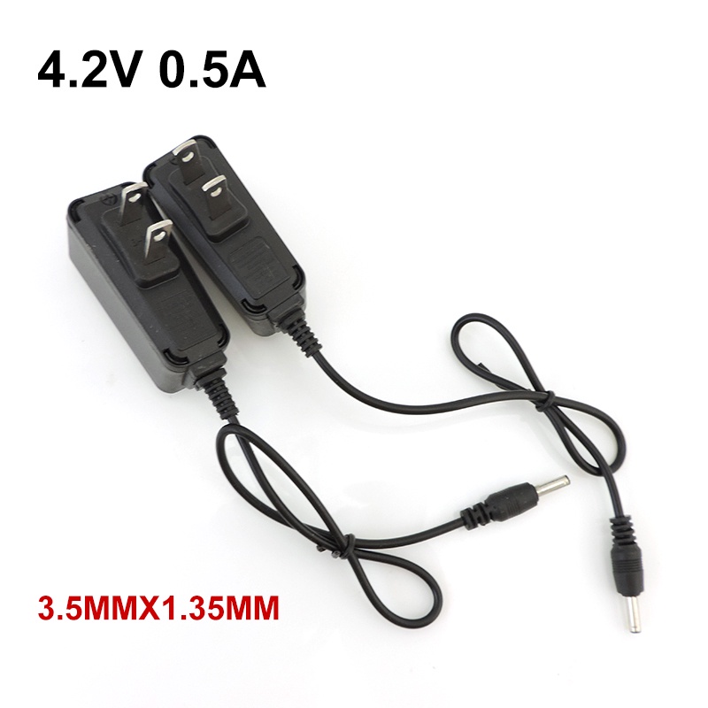 Plugue Americano AC Para DC 4.2V 0.5A 500ma Carregador De Viagem Adaptador De Energia 3.5x1.35mm Bateria 18650 Farol Lan