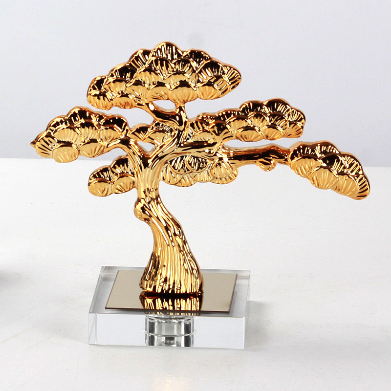 Chinese-style welcoming pine ornaments for hotel lobbies, entrance halls, and corridors, desktop crafts, metal pine tree