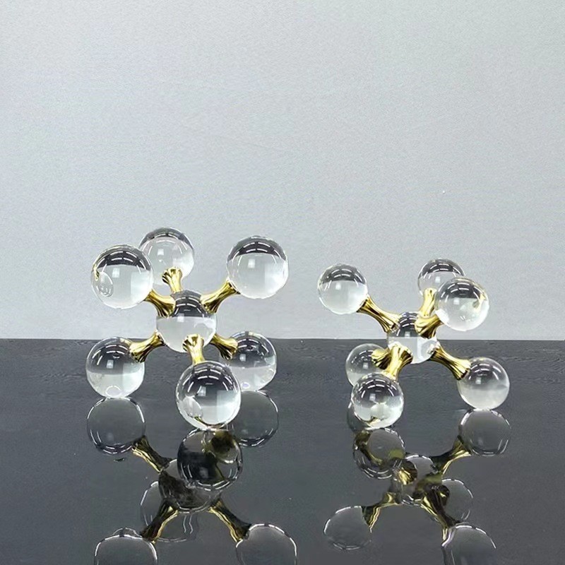 CW7N Modern minimalist creative metal white crystal hexagonal ornament for model rooms, sales offices, and entrance tabl