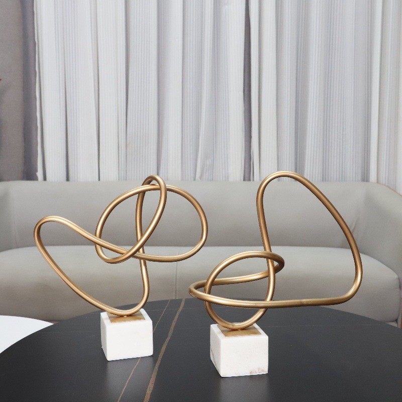 BMC4 Modern creative geometric metal and marble winding ornaments, suitable for living rooms, entrance halls, hotel show