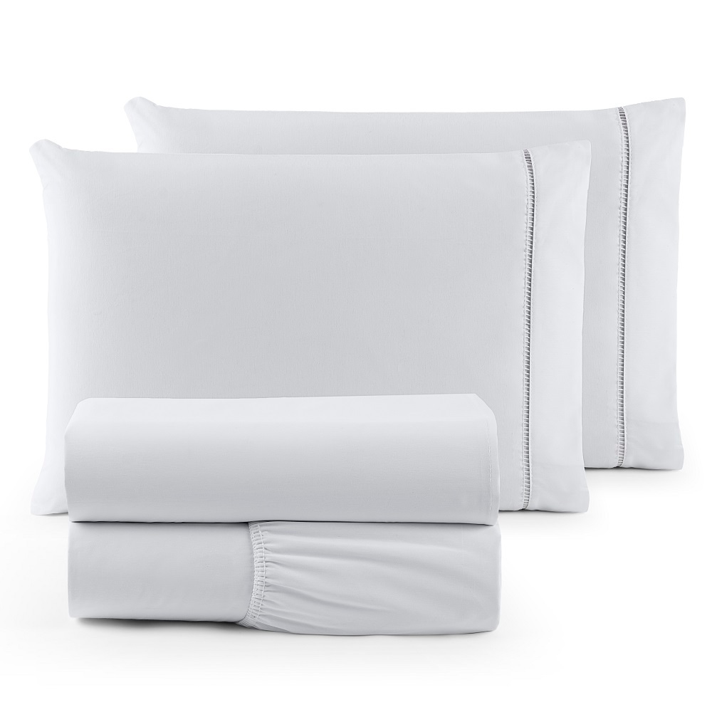 Jogo de Lençol 400 Fios Cama Casal Solteiro Queen King Kit 03 Peças Micropercal Hotel Ponto Palito