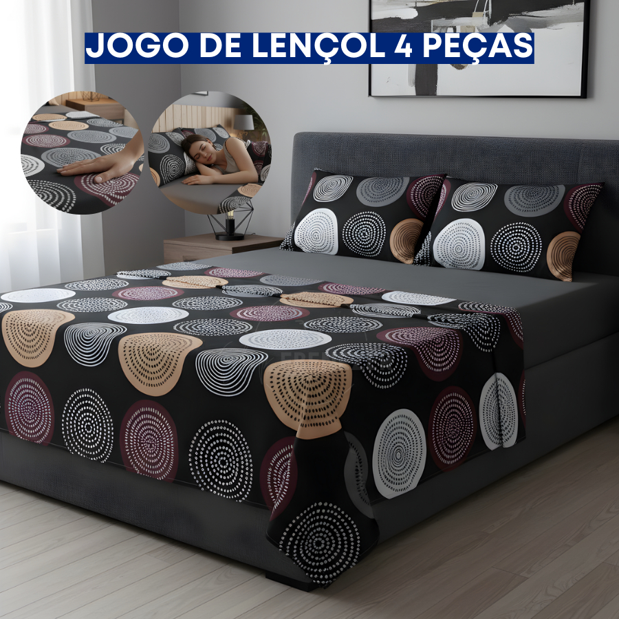 Kit Roupa De Cama Casal Queen Toque Acetinado Percal 400 Fios Ultra Macio Hotel Luxo Desing Elegante