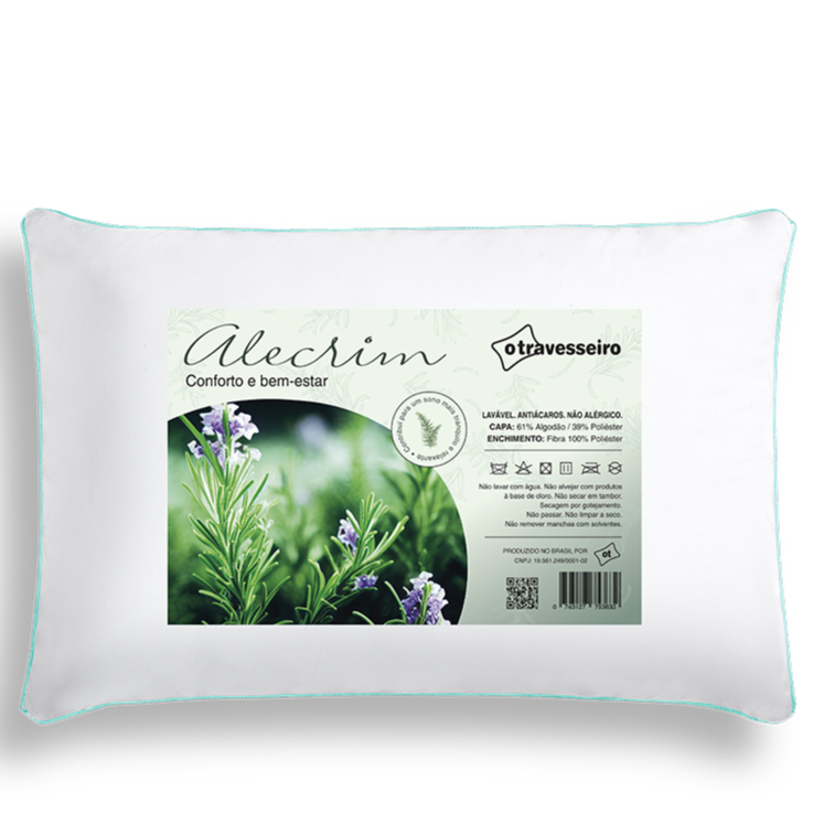 KIT 2 Travesseiro Com Aromaterapia Alecrim Antialérgico Tecido Percal Hotel 5 Estrelas