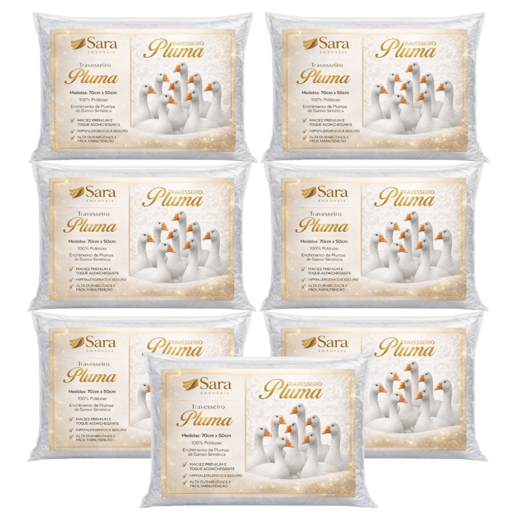 Travesseiros Premium Pluma de Ganso Hotel 70x50cm Macios Altos Luxo Antialérgicos Confortável