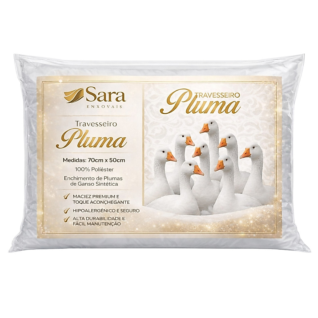 Travesseiros Premium Pluma de Ganso Hotel 70x50cm Macios Altos Luxo Antialérgicos Sono Confortável