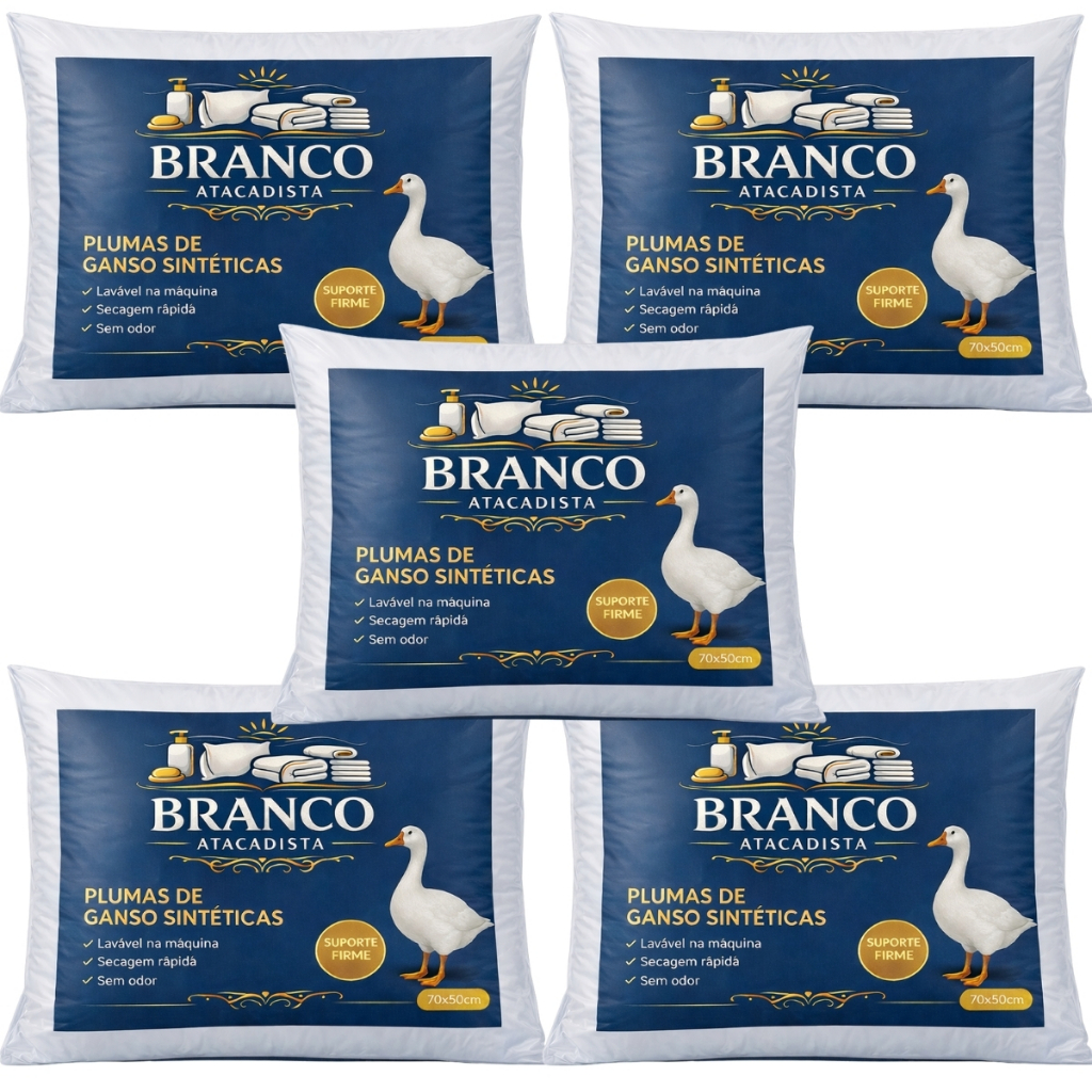 Travesseiros Premium Pluma de Ganso Hotel 70x50cm Macios Altos Luxo Antialérgicos Confortável