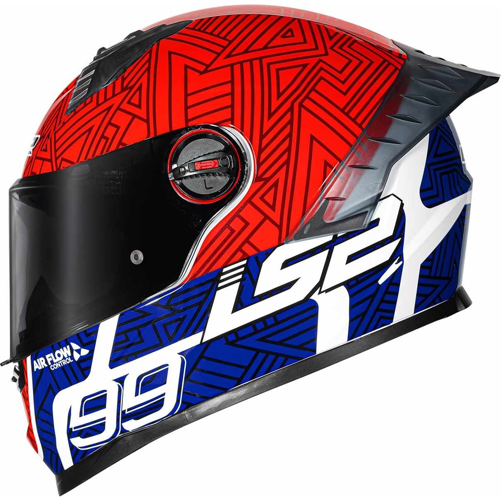 Capacete LS2 FF358 Pro Tiempo Red Blue Vermelho Azul Esportivo Narigueira Alta