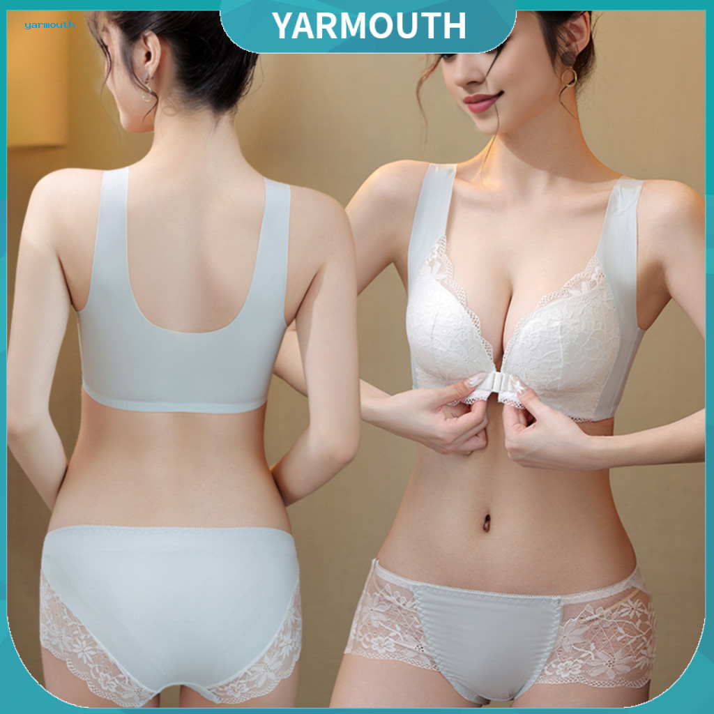 Seamless Underwear Set 2 Pcs Women Lace Wireless Push-up Bra Panties Front Buckle Elastic Shoulder Strap Comfortable Dai