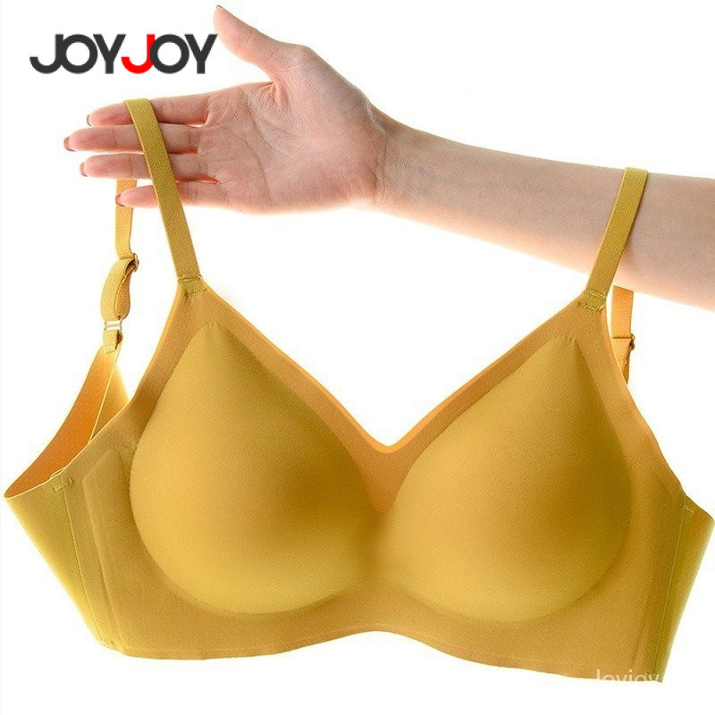 Joyjoy Confortável Latex Seamless Bra Alça Ajustável Push Up Para Mulheres Esporte Anel De Aço Underwear HQG6
