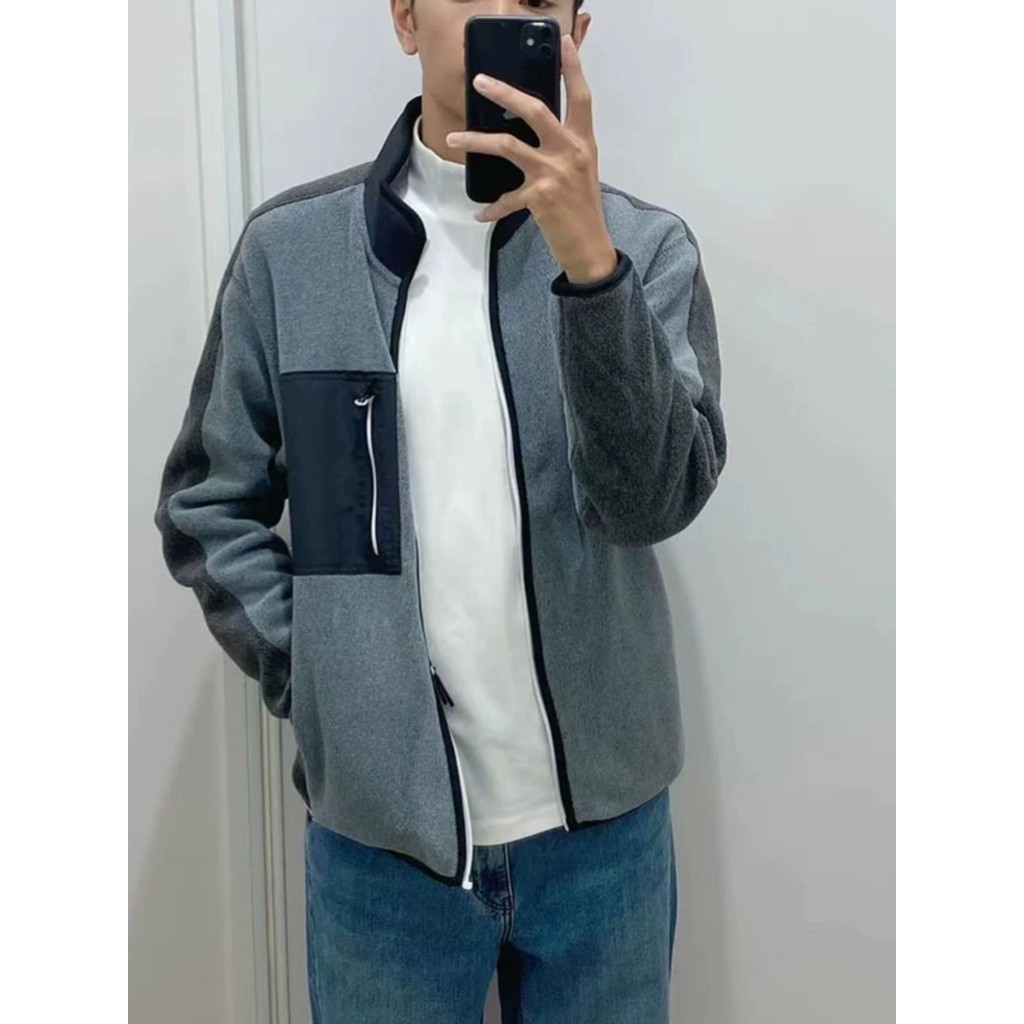 Youjia 2023 outono estilo U casa masculino/feminino Casual velo zíper berinjela cor combinando quente jaqueta de manga c