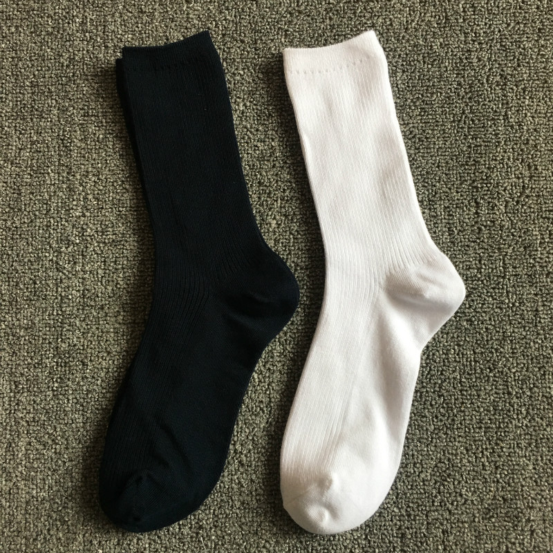 10 pares 29 Yuan Youjia masculino feminino meias de agulha dupla cor sólida preto branco meias de tubo médio estilo Prep